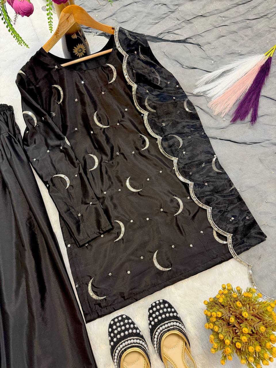 Urban Midnight Crescent Embroidered Suit